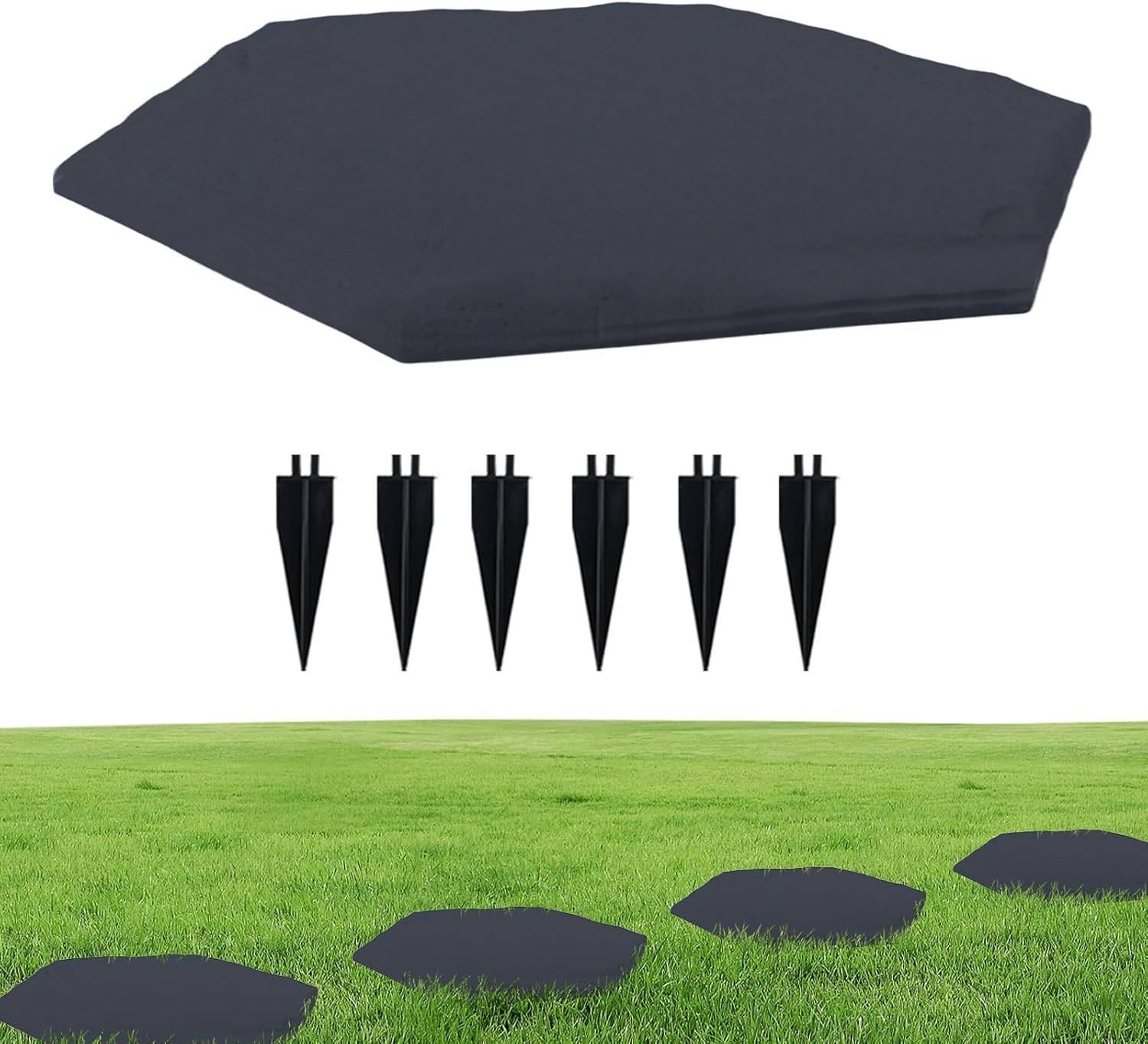 Dalles De Jardin Extérieur - Décoration de Sol Extérieur,Dalles avec Piquets pour Allée Jardin Cour Arrière Piscine Parc Espaces Extérieurs Hexagone