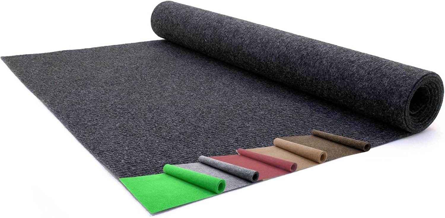 Moquette d’extérieur – Imitation gazon synthétique en rouleau pas cher – Tapis, revêtement de sol extérieur pour terrasse, balcon … dimensions et couleurs au choix (0,8x2m Anthracite) 080 x 200 cm Noir Anthracite