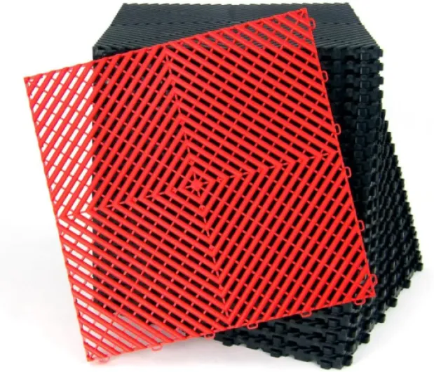 Lot de 25 dalles de sol clipsables - ROUGE - (4m²) pour garage, cellier, atelier, abris de jardin - Effet Damier 40x40cm, ép.1,8cm, Marque CLIC & dalle, série CLASSIC, Intérieur-Extérieur.
