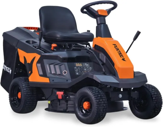 Tondeuse Thermique autoportée FUXTEC FX-RMR66, Tracteur de pelouse eStart, 2500 m2, Largeur de Coupe 66 cm, 6 CV, bac 150 L, Hauteur de Coupe réglable, pour Grandes Surfaces