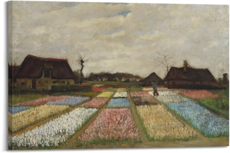 YMXSDIMDS Impression sur toile de parterres de fleurs en Hollande (1883) par Vincent Van Gogh - Décoration murale moderne pour chambre à coucher - 30 x 45 cm 12x18inch(30x45cm) Cadre