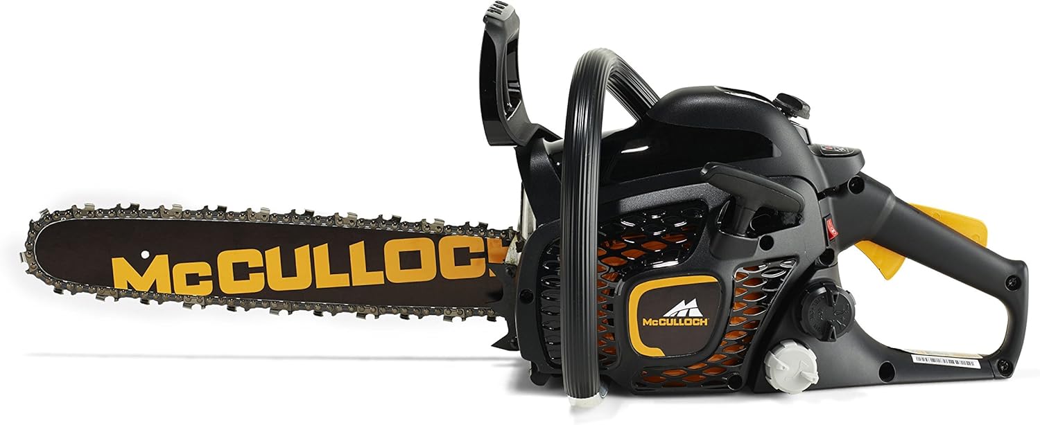 McCulloch Tronçonneuse à essence CS 35S : 35 cc, longueur de barre de 35,6 cm, 52 maillons d'entraînement, système anti-vibration, faible poids, entièrement assemblée, multicolore