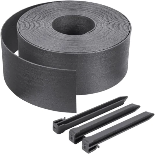 ® Bordure de Jardin en PE 20 mètres avec 12 Piquets d’ancrage Bordure de Gazon Flexible Bordurette de Pelouse Aspect Naturel Hauteur 13cm Epaisseur 4mm Gris