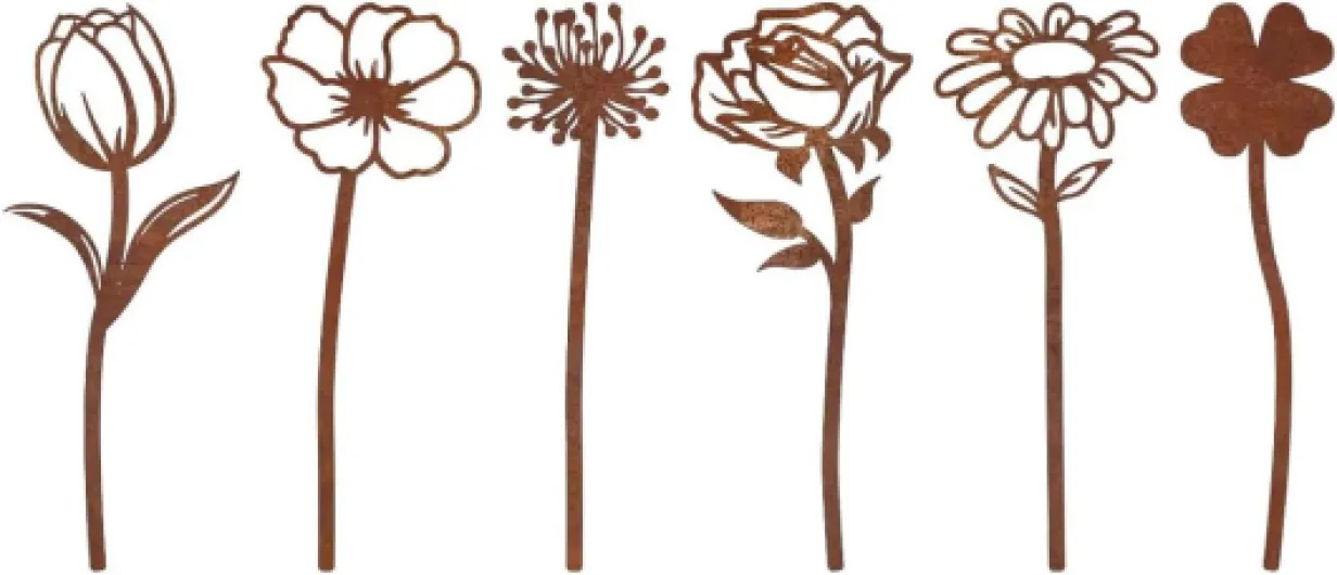 Piquets De Rouille De Jardin en MéTal Courtyard Decoration 6 Fleurs en MéTal Pelouse Jardin DéCoration ExtéRieure Cadeaux De DéCoration De Massifs De Fleurs