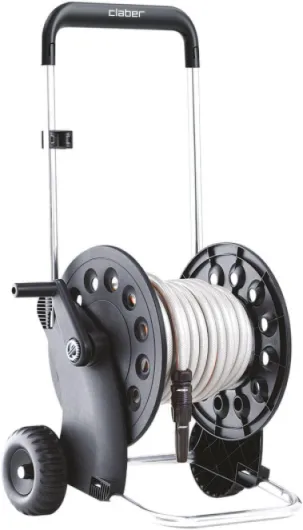 Ecosei Kit, Chariot dévidoir en Aluminium et Plastique avec Tuyau et Lance d'arrosage