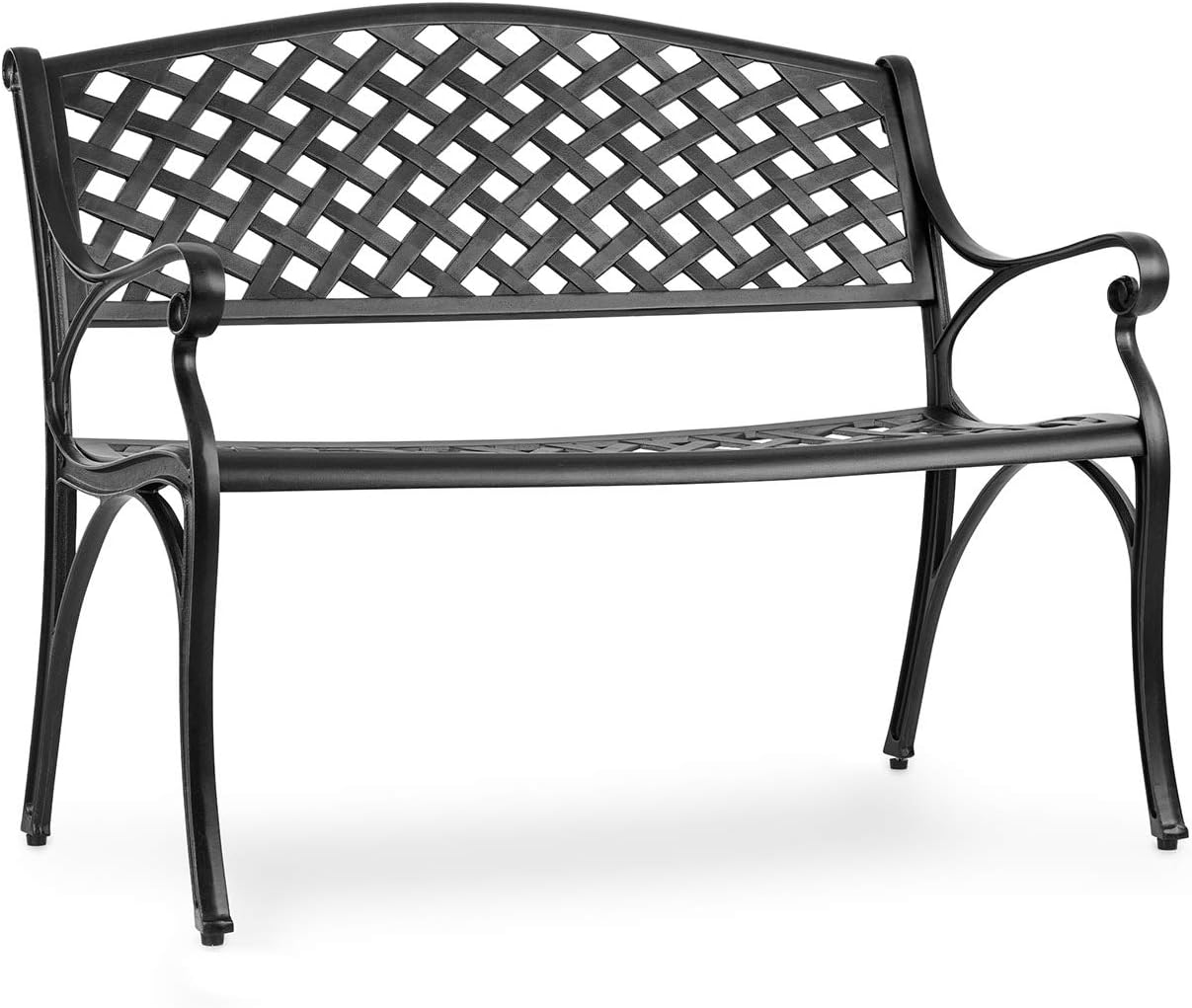 Pozzilli BL Banc de Jardin - Matériau : Fonte d'aluminium, résistant aux intempéries, Place pour 2 Personnes, Coussin de siège Disponible séparément, Noir