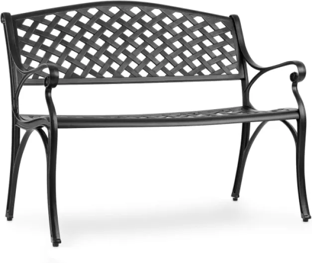 Pozzilli BL Banc de Jardin - Matériau : Fonte d'aluminium, résistant aux intempéries, Place pour 2 Personnes, Coussin de siège Disponible séparément, Noir