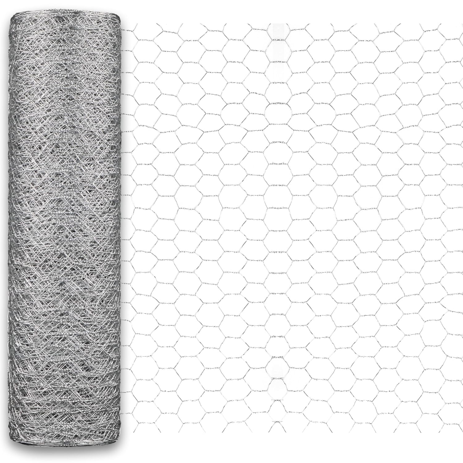 Grillage à Poules 20 m x 0,43 m, Maille 25 mm, Grillage pour Volaille et Petits Animaux, Clôture Métallique de Protection contre les Prédateurs, pour Jardins et Enclos