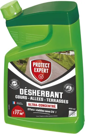 PROCOURB400 Désherbant Grandes Cours, Allées Ultra Concentre 400 ML Agit par Contact Et Permet D'éliminer Les Principales Mauvaises Herbes Et Mousses,