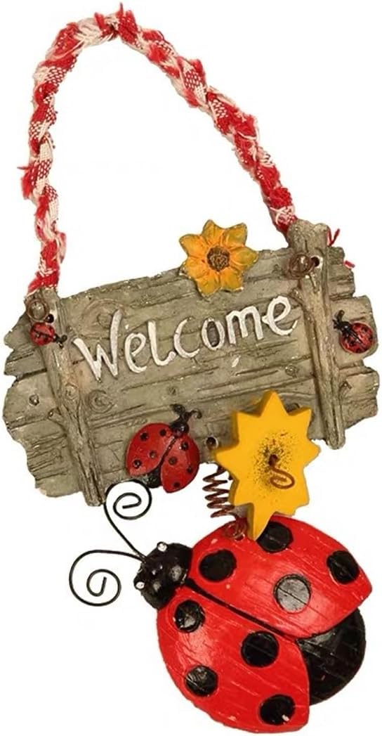 étiquette de bienvenue coccinelle - Panneau de bienvenue en Résine pour porte d'entrée - accessoires de décoration murale d'extérieur