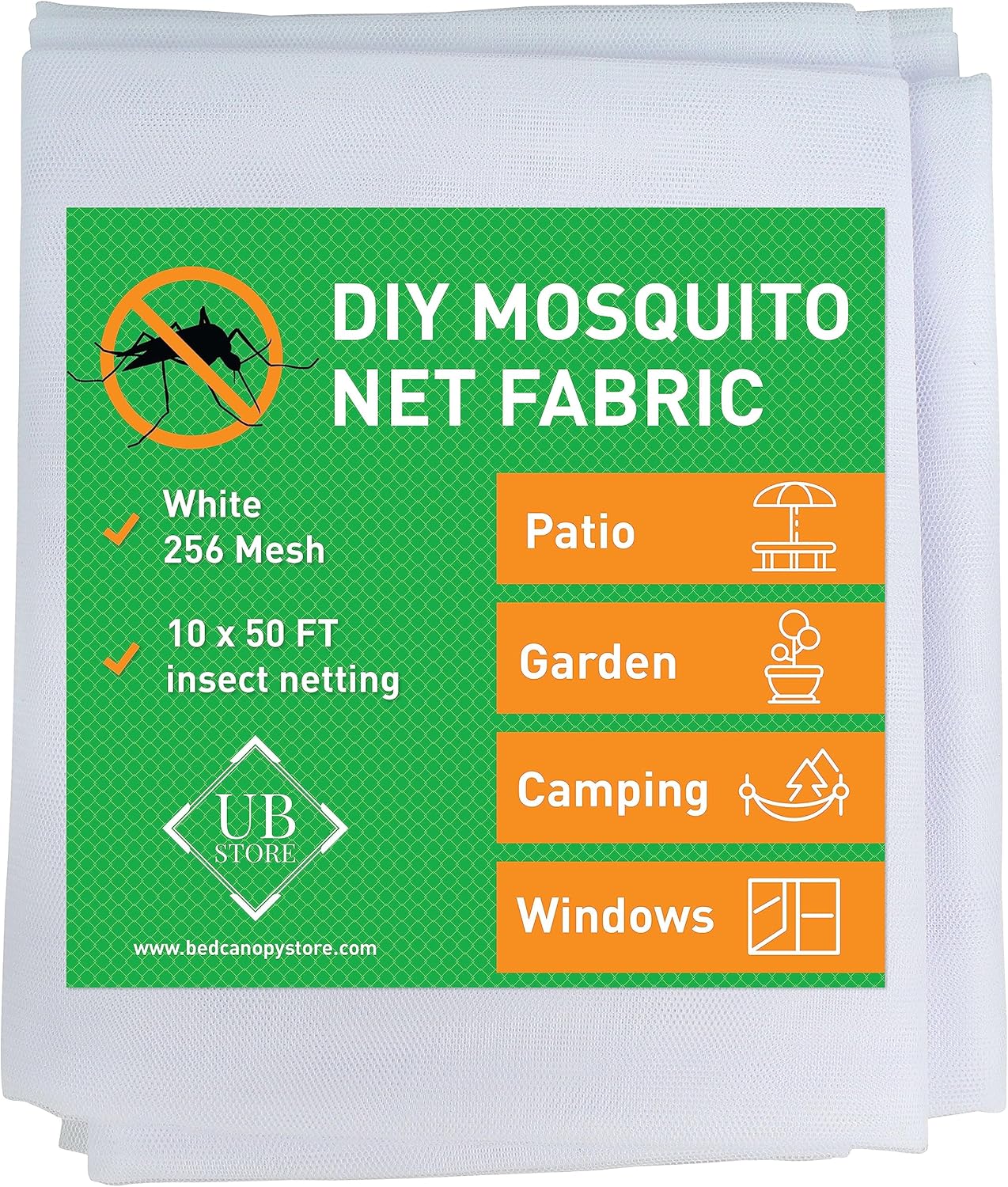 Filet moustiquaire Blanc 3x15 mètres - Filet Anti-Insectes pour Couverture de Jardin, terrasse, extérieur et fenêtres - Filet de Protection Contre Les Insectes à Maillage Fin -