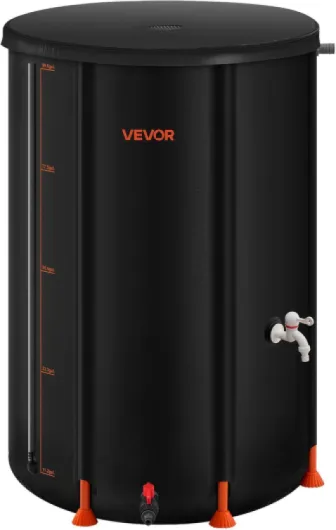 Récupérateur d'eau de Pluie Pliable 380 L Réservoir d'eau de Pluie en PVC 1000D, Système de Récupération Eau, avec Robinet, Kit Trop-Plein, Bac de Collecte pour Arrosage Potager de Jardin, Noir