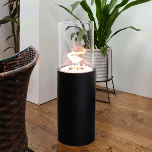 Cheminée de table/Brasero extra grand de 81 cm de haut en métal et verre