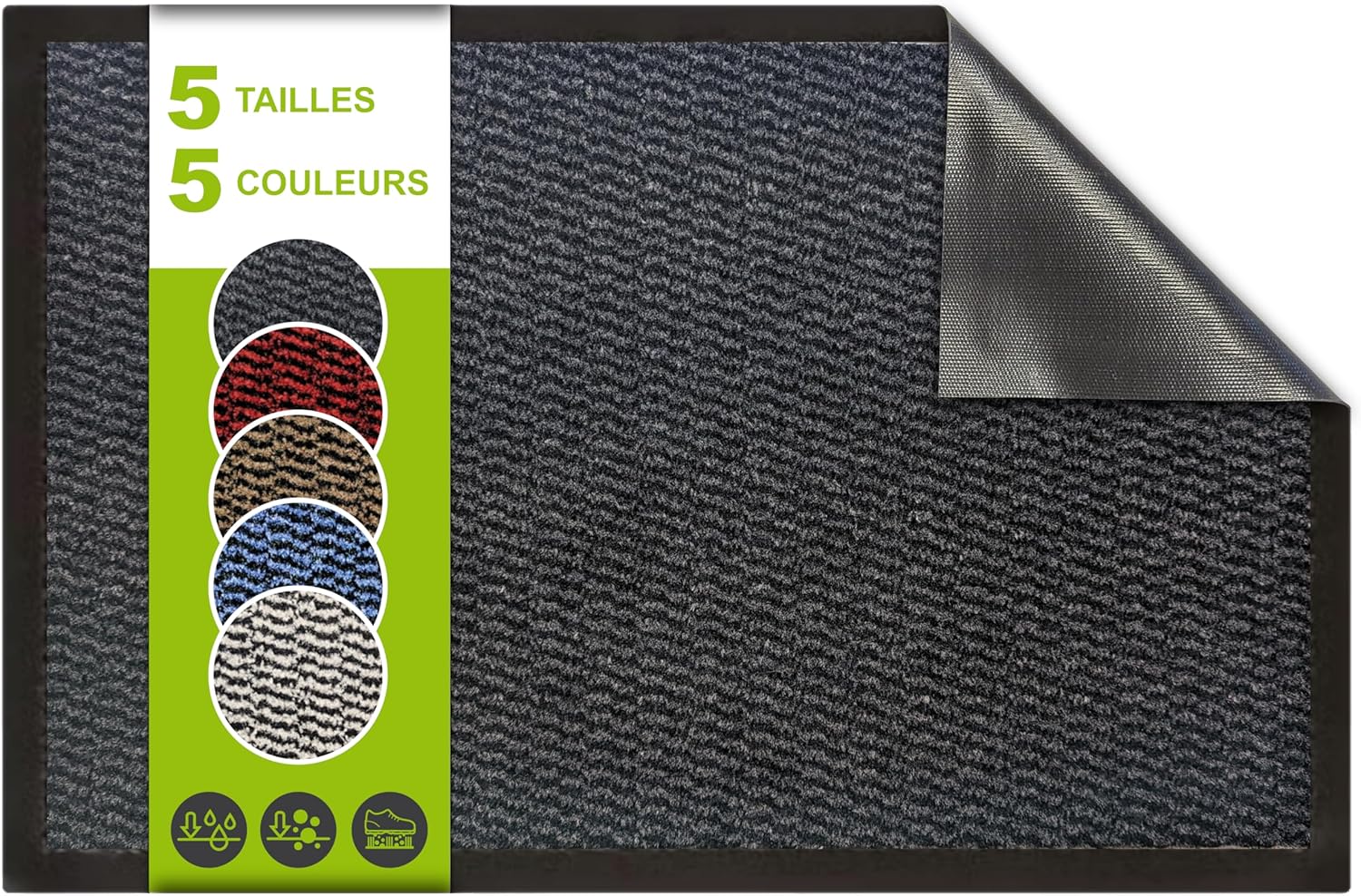 ® - Tapis d'entrée intérieur - Paillasson Durable et antidérapant - Absorbe l'eau et Ramasse la Saleté - Facile à Nettoyer - Collection Spectrum (Anthracite, 40x60cm) 40 x 60 cm Anthracite