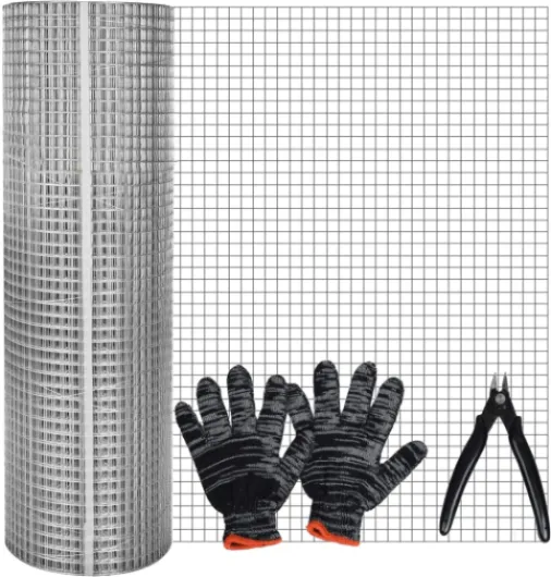 ACEBON Grillage métallique galvanisé, Grille de sécurité et Fil de Volière, Grillage à Poule - Treillis métallique Anti-Rouille, Maillage carrée 6,3 mm, Épaisseur du Fil 0,55 mm (H40 cm x L6 m) 40cm x 6m