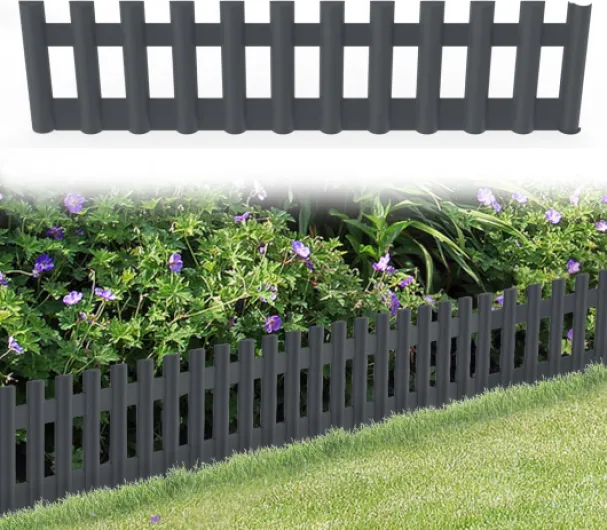 Bordure de jardin en plastique 43x12 cm, aménagement de parterre de fleurs avec clous de sol, clôture flexible pour parterre de fleurs, clôture de jardin, 12 pièces Anthracite