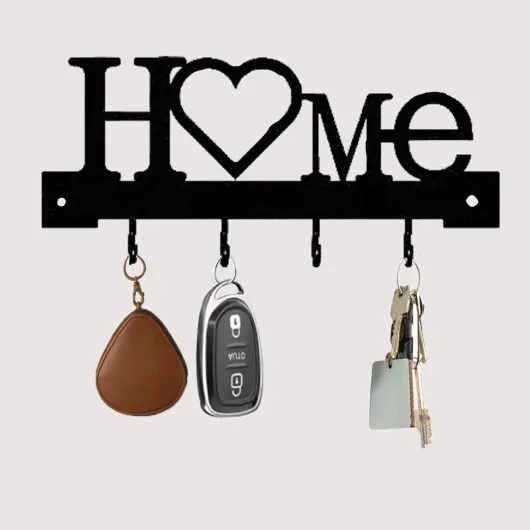 Métal Porte Clef Mural, 4 Crochets, Accroche-clés Noir, Porte-clés Créatif, Crochet Décoratif en Métal pour Couloir, Adapté pour Cuisine, Entrée, Couloir, Chambre, Décoration de Maison - nouvelle maison