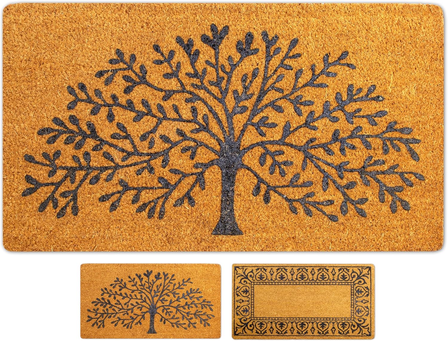Tapis Entree Interieur et Exterieur, paillasson antiderapant et Absorbant, paillassons pour entrée en Fibre de Coco, Tapis Original de Porte, 40x70 cm (Tree of Life)