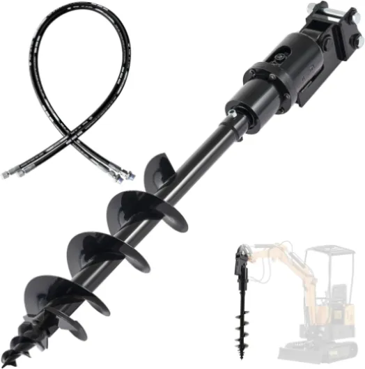 Mini pelle tarière pour excavatrice hydraulique de 800 à 2000 kg - Diamètre de la tarière : 15 cm - Pour percer des trous et creuser des piquets 15 cm.