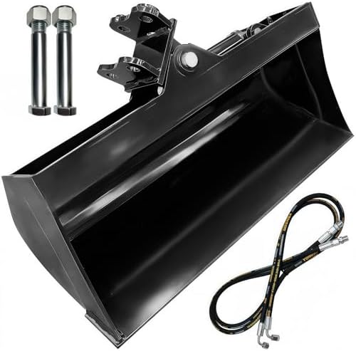 Seau hydraulique inclinable de 600 mm, fixation de nivellement pour mini pelleteuse, seau à dents plates, fixation pour mini pelleteuses, portée : 90 mm, diamètre du trou : 25 mm