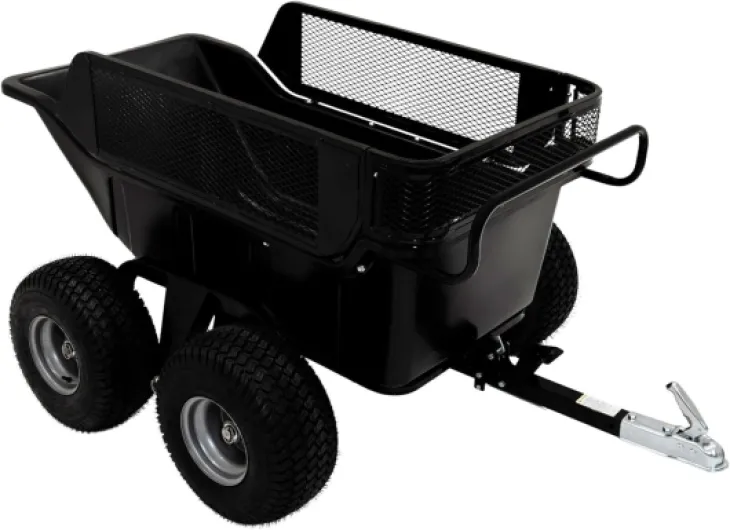 Remorque à Benne Basculante pour Quad ATV 4 Roues Tout Terrains Ultra Résistant Capacité de 680 kg Bords d'Extension Amovibles en Filet Ferme Paysage Jardin