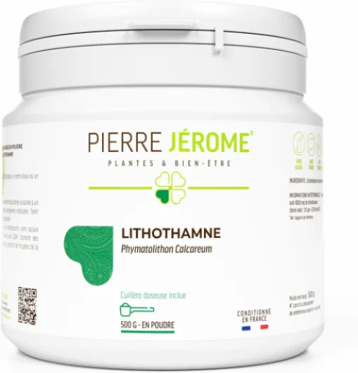 Lithothamne en Poudre Pierre Jérôme - Algue Rouge, Calcium Marin Naturel - Complément Os, Articulations, Equilibre Acido Basique - 500 G - 500 Jours 500 g (Lot de 1)
