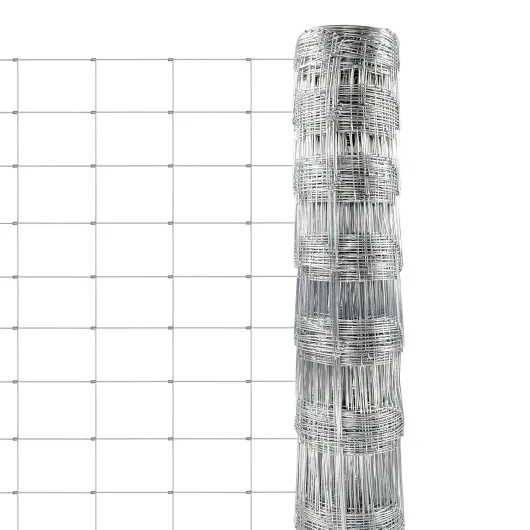 Grillage Clôture forestière - Clôture pour Animaux - Grillage à Gibier Mouton Chèvre Chien Poussins poules - Treillis volière galvanisé - Maille nouée (H120 cm x L50 m)