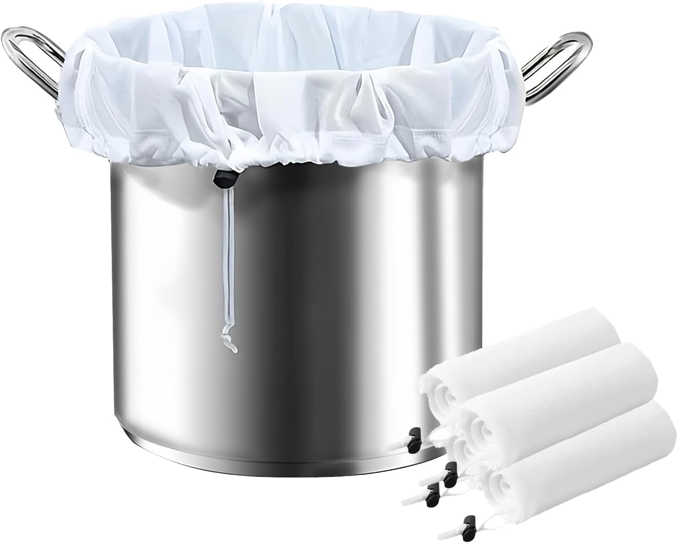 4 Pièces Sacs de Brassage Polyester, Réutilisable Sac de Filtration Poche Filtrante avec Cordon Sacs Filtrants Blancs pour Vin, Bière, Filtre à Fruits, Lait Végétal, Fruits et Yogourt 2pcs 45x60cm/30x45cm/25x35cm