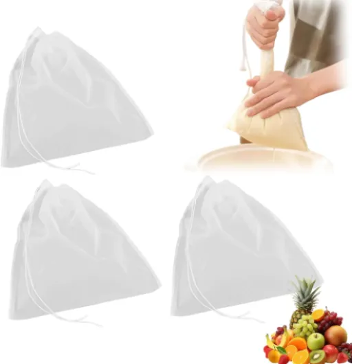 3 Pièces Sac Filtre Nylon 200 Microns -30x45cm - Idéal pour Brassage de Bière, Jus de Fruits, Lait Végétal, Confiture, Vin et Huile - Filtration Efficace et Durable