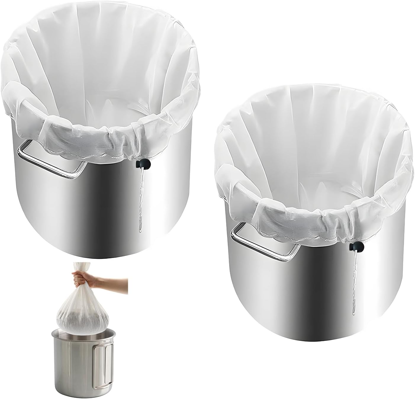 2 Pièce Sac de Filtration 46x40cm, Sacs Filtres à Bière Sac de Brassage Réutilisable Sacs D'infusion Sacs filtrants Blancs en Maille Fine Poche Filtrante avec Cordon pour Bière Vin Thé Café Jus