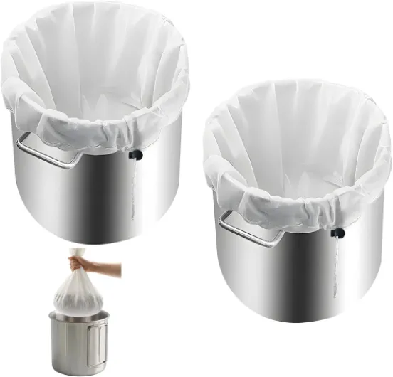 2 Pièce Sac de Filtration 46x40cm, Sacs Filtres à Bière Sac de Brassage Réutilisable Sacs D'infusion Sacs filtrants Blancs en Maille Fine Poche Filtrante avec Cordon pour Bière Vin Thé Café Jus