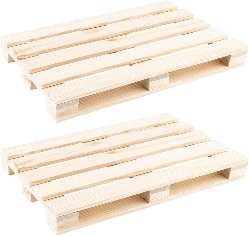 Mini palettes décoratives en bois - Idéal pour l’artisanat, le bricolage ou comme dessous de verre pour boissons - 24 X 16 X 2,5 Cm - Lot de 2.