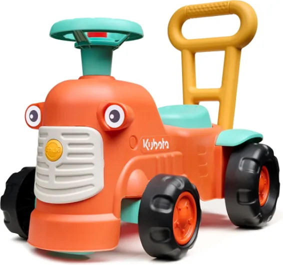 Porteur Vintage Tracteur Kubota avec Barre Ergonomique d'aide à la Marche - Dès 12 Mois - 90% de Plastique recyclé - Fabriqué en France - 960, Orange