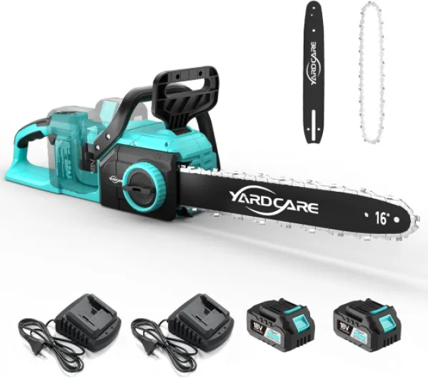 Tronçonneuse sans fil 16 pouces avec écran LED & 2× batteries 4Ah, moteur brushless 1600W, vitesse de chaîne 21 m/s, tension sans outil, lubrification automatique, pour bois & jardin 1 16 pouces