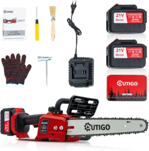 Tronçonneuse à batterie, Tronçonneuse, Tronçonneuse 12 pouces 2 * 4500 mah Batteries, 1Chaînes et 1lames, MINI Tronçonneuse électrique sans fil 1000w