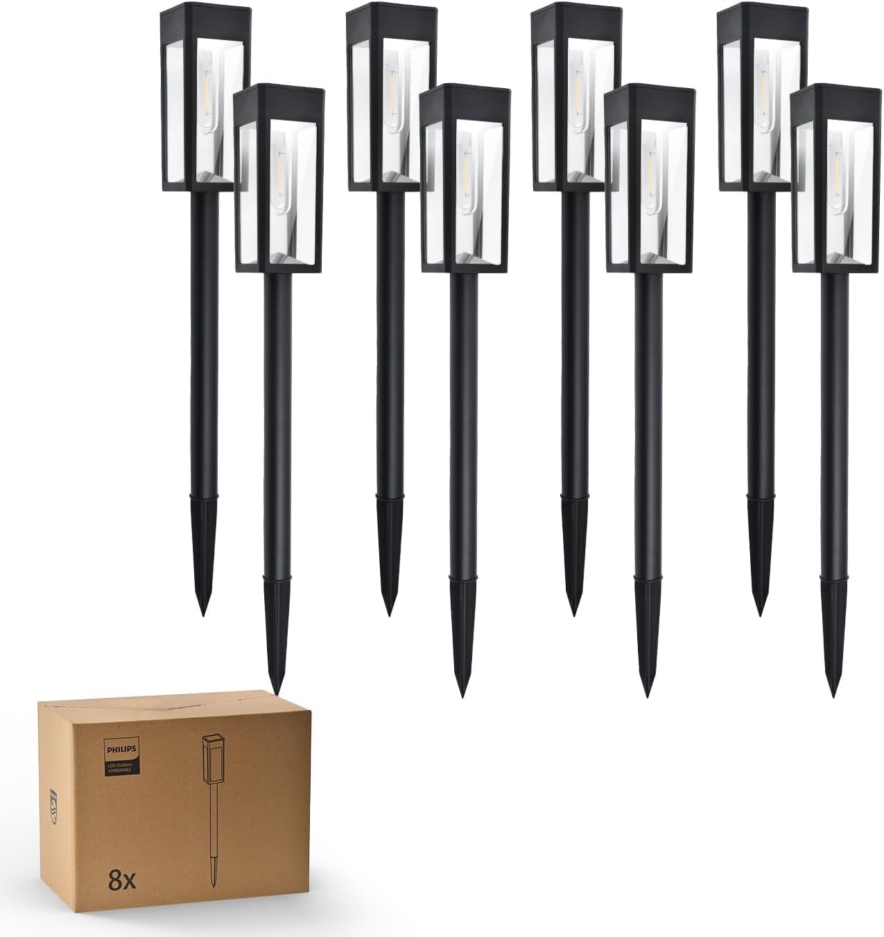 Lot de 8 Lampes Solaires pour Allées - Éclairage Paysager Jardin à LED, Verre et Métal, 3000K Blanc Chaud, Étanche, pour Décoration de Cour, Allée, Terrasse, Driveway, Pelouse