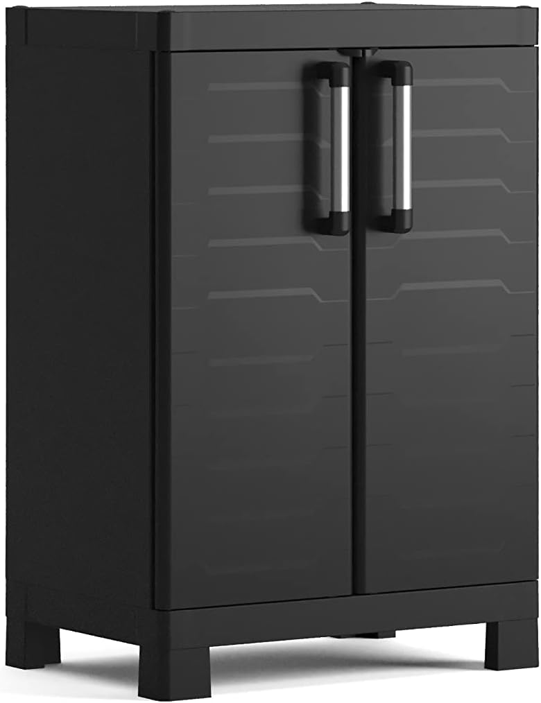 Bas Noir Armoire à 2 étagères réglables réalisée en résine Detroit Basse 65 x 45 x 97 cm Ecommerce Pack Armoire 2 étagères Detroit basse noire 65 x 45 x 97 cm