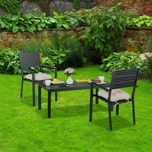 Lot de 2 chaises de Jardin, HxLxP: 90 x 53,5 x 59 cm, accoudoirs, métal, mobilier d’extérieur Moderne, Noir