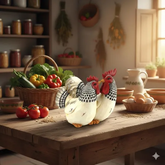 Figurine décorative en résine de 16 cm représentant un couple de coqs et de poules pour le jardin, la maison et le bureau