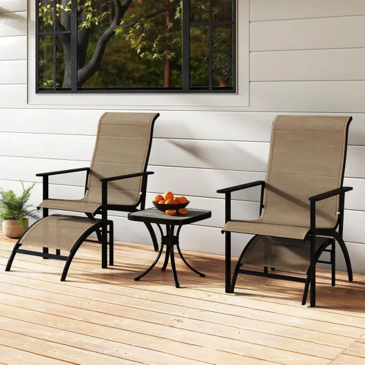 Ensemble de Salon de Jardin, 2 Chaises Adirondack en Teslin avec 2 Repose-Pieds, Table d’Extérieur, Cadre en Métal, Ensemble de Meuble de Jardin pour Balcon, Bord de Piscine