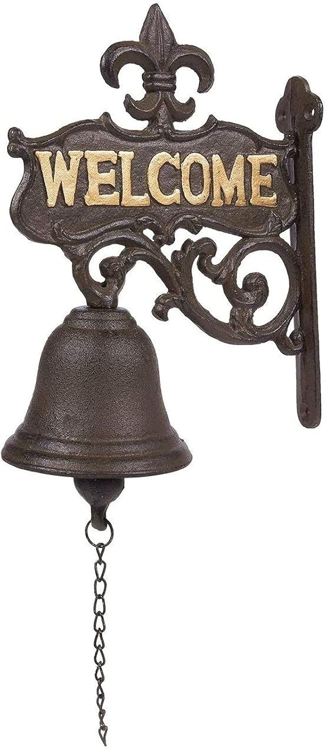 Juvale Cloche de dîner en fonte pour porte d'entrée extérieure, porche, cloche de bienvenue Style antique et vintage pour décoration d'intérieur (noir, 17 x 22,6 x 2 cm)