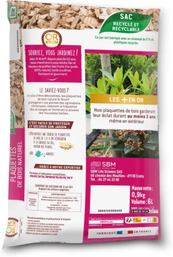 Paillage Massifs & Fleurs - OR BRUN - OBRPCLA6U - 6L - Plaquettes de bois naturel