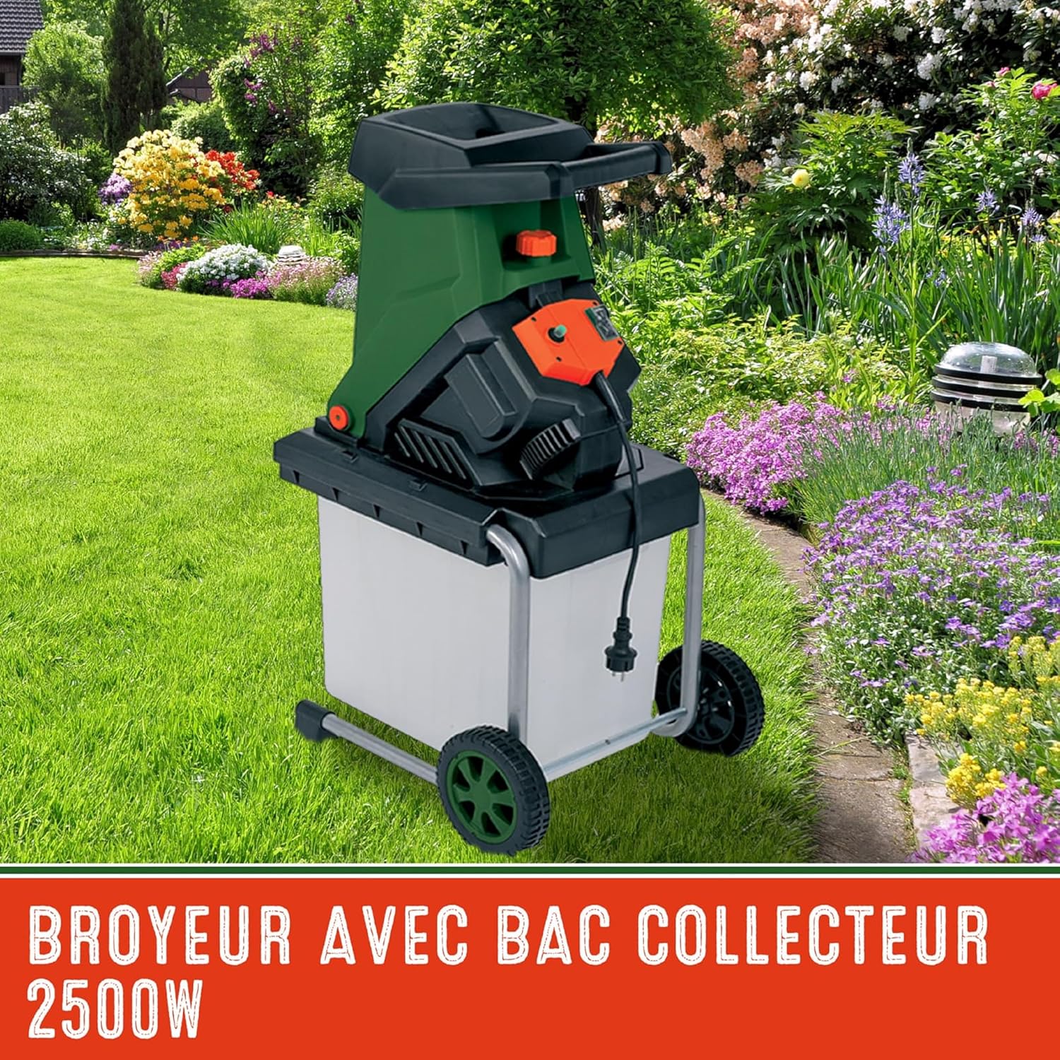 ® Broyeur de végétaux et Branches Couteaux 3100W électrique Branches 40mm bac 50L broyeur de Jardin déchiqueteur Bois
