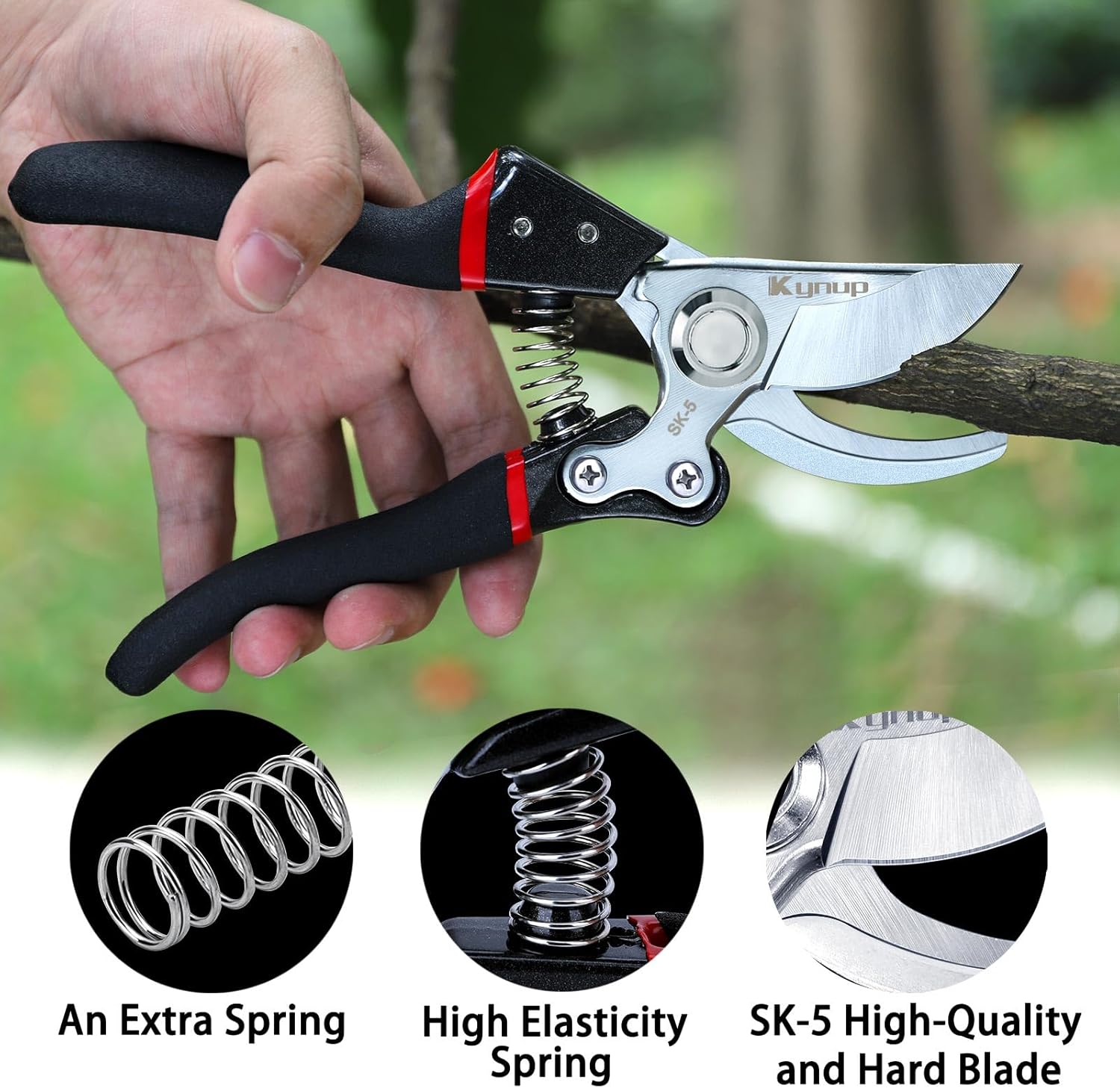 Secateur de Jardin, 8.6" Sécateur Jardin Professionnels, Ciseaux Jardinage Plante, Tondeuses Pour Plantes, Outils de Jardin, Noir