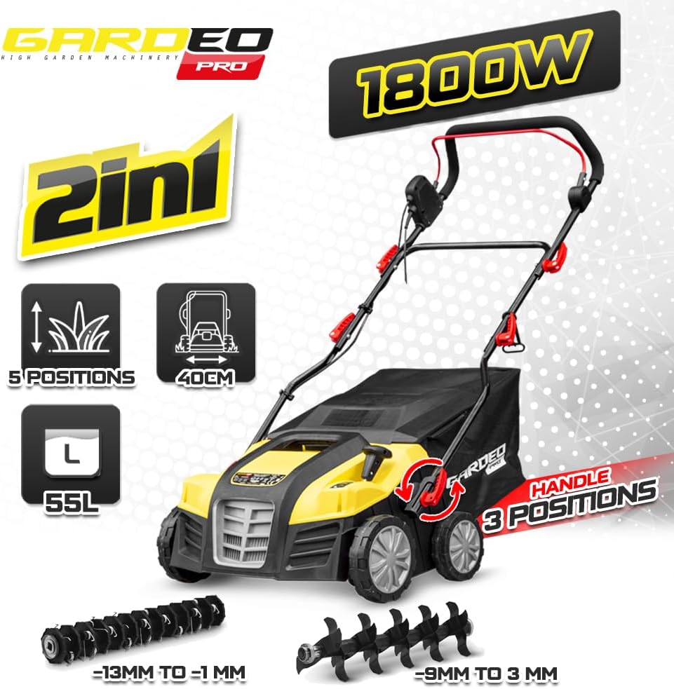 GARDEO PRO Scarificateur emousseur electrique 1800W - 40cm