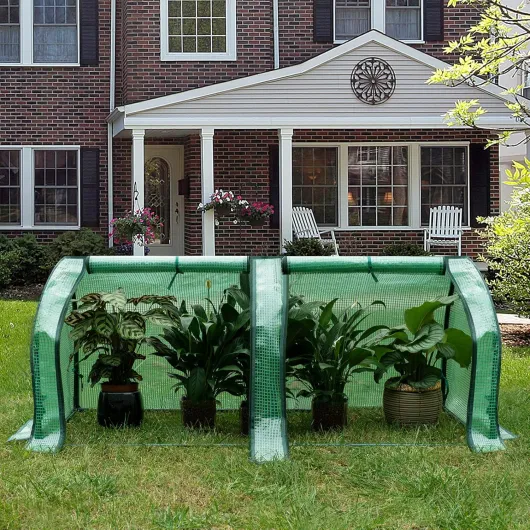 Serre de Jardin, 130x60x50cm, Serre pour Plantes, en PE Imperméable et Demi-translucide 130g/m2, pour Protection de la Pluie, du Vent et de la Neige, Vert