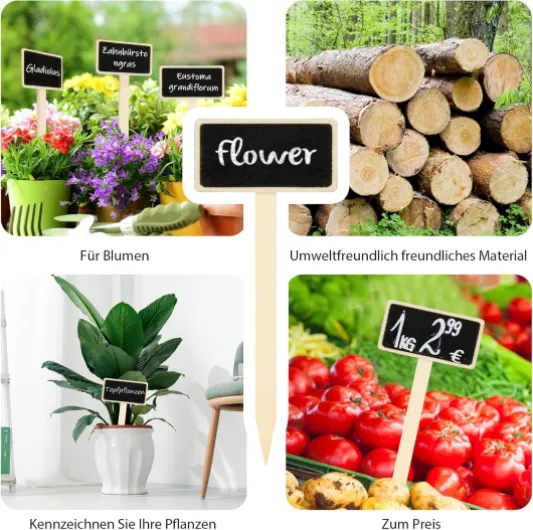 30 étiquettes en bois noir pour plantes, marqueurs de tableau noir de jardin de type T, piquets de jardin en bois pour graines de légumes, arbres, herbes, fleurs de jardin rectangulaires