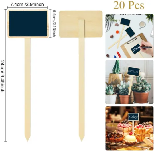 20 Pièces Étiquettes de Plantes, Étiquettes Potager en Bois 24 * 7.4cm, Etiquette Jardin Exterieur en Forme de T, Tableau pour Plante, Étiquette Jardinage pour Jardin, Fleur, Légumes, Graine
