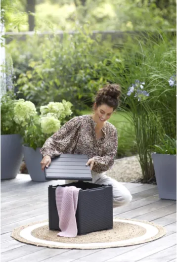 Table de Jardin Table de Rangement Graphite 41 cm x 41 cm x 41 cm Gris