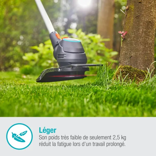 Set coupe-bordures-haie sans fil ComfortCut 23/18 V P4A Gardena, Débroussailleuse avec cercle de coupe 230 mm, manche télesc - et tête de taille pivotante etbatterie 18 V P4A (14701-20) avec batterie